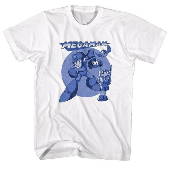 Mega Man Megablues White Adult T-Shirt 4Xl