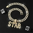 thumbnail image 2 of Men Women Hip Hop Letters STAR Pendant Necklace with 15mm Cuban Chain HipHop Iced Out Bling Necklaces Fashion Charm Jewelry, 2 of 5