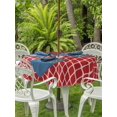 thumbnail image 4 of Outdoor Tablecloth with Umbrella Hole Zipper Red Morocco Round Tablecloth 60" Waterproof Outside Table Cloth Ocean Nautical Anchor Stripe Geometric Patio Table Cover Tablecloths for Picnic Party, 4 of 8