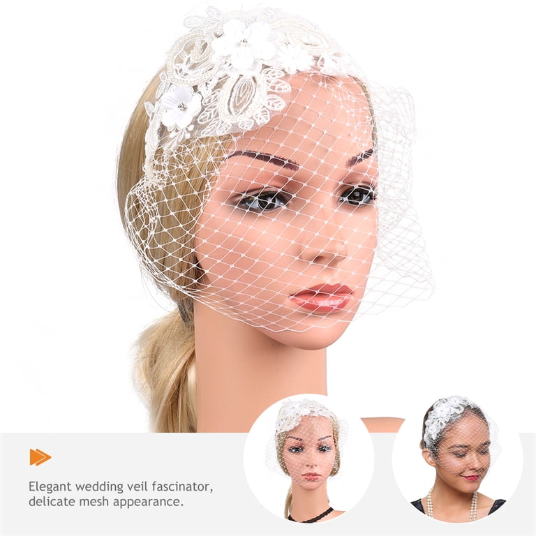 BESTOYARD Chic White Lace Bridal Veil Headband with  display picture 3