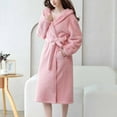 thumbnail image 6 of Wancir Robe Winter Bathrobe Women Loose Loungewear Sweet Tender Robe Fleece Coral Warm Robes Pink Grey, 6 of 9