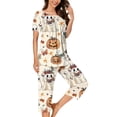 thumbnail image 6 of Tnhcen Halloween Party Women's Halloween Pajama Set Short Sleeve Button Front Top & Capri Pants 2 Piece Loungewear Soft Stretch Plus Size S-3XL Sleepwear, 6 of 6