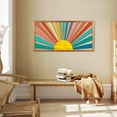 thumbnail image 3 of HPNIUB Boho Sun Framed Wooden Wall Art Colorful Rainbow Geometric Line Decor Sunshine Artwork for Living Room Bedroom Office 16x32 Inch, 3 of 9