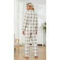 thumbnail image 3 of HEARTNICE Womens Flannel Pajama Set, Long Warm Pajamas Lightweight Pjs Set with Pockets,(Green-White Plaid,S), 3 of 6