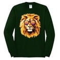 thumbnail image 2 of Lion With Sunglasses Animal Lover Mens Long Sleeve Shirt, Forest Green, Large, 2 of 3