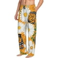 thumbnail image 3 of Kdxio White Floral and Butterflies Print Men's Sleep Pajama Pant Lounge Pants with Pockets, 3 of 8