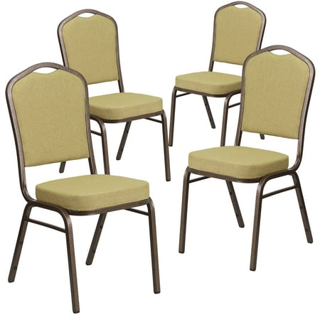 Brown Kids Bedroom Furniture - Flash Furniture 4 Pk. Hercules Series Crown Back Stacking Banquet Chair with Brown Fabric & 2.5'' Thick Seat - Cop