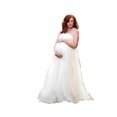 thumbnail image 2 of Maternity Cotton Patchwork Mesh Strapping Floor-length Dress, 2 of 2