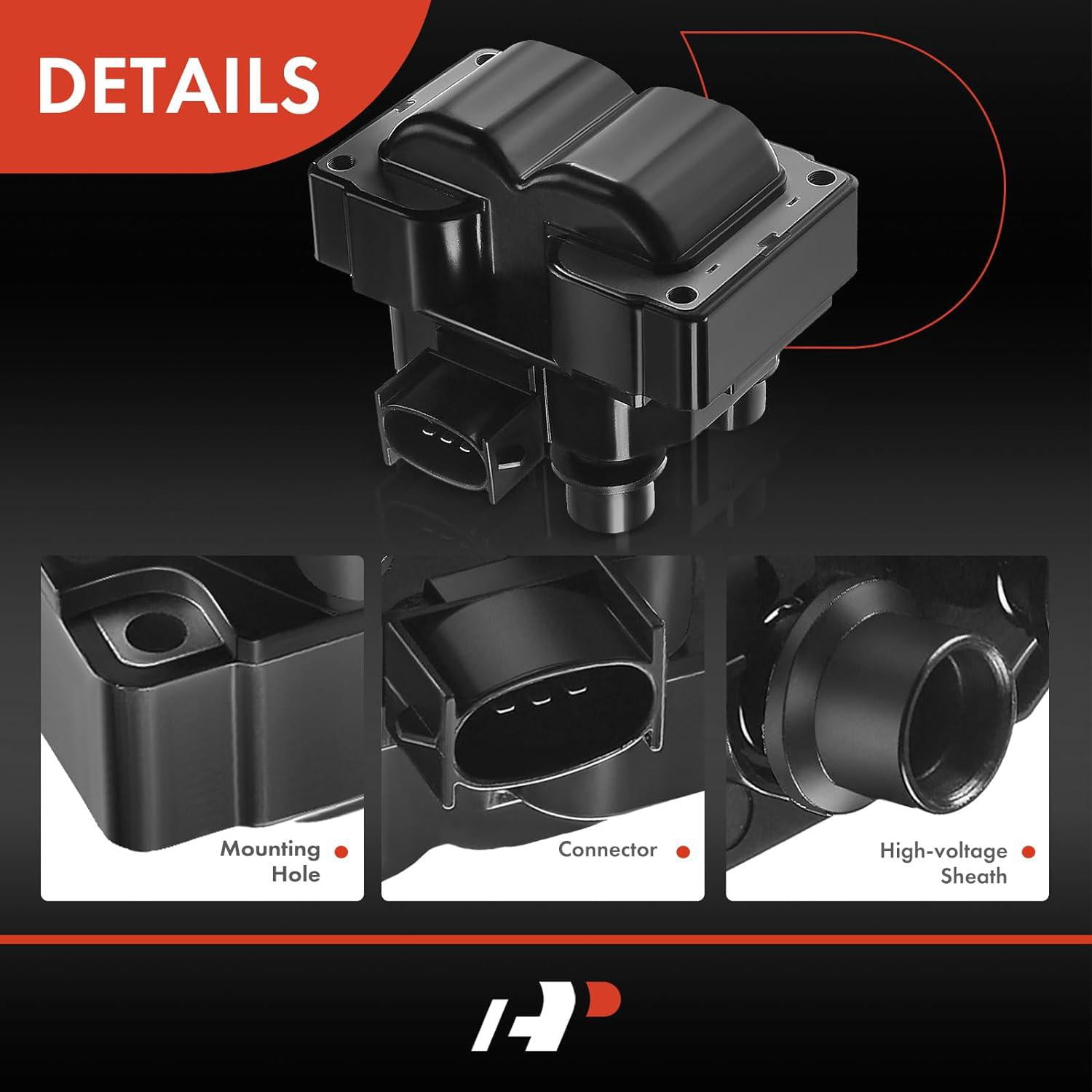 A-Premium Ignition Coil Pack Replacement for Ford Explorer Expedition Ranger Crown Victoria Lincoln Town Car Mazda Mercury Fits select: 1997-1999 FORD F150, 1996-1998 FORD MUSTANG GT