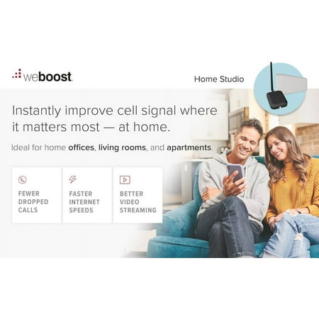 weBoost - Home Studio Cell Phone Signal Booster Kit for Single Room Coverage, Boosts 4G LTE & 5G for all U.S. Networks - Black