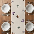 thumbnail image 4 of Table Runner 72 Inches Long for Kitchen Dining, Vintage Flowers Dresser Scarf Farmhouse, Dining Table Decorations for Wedding/Parties, Watercolor Butterfly Dragonfly Daisy Beige 13 x 72 In, 4 of 8