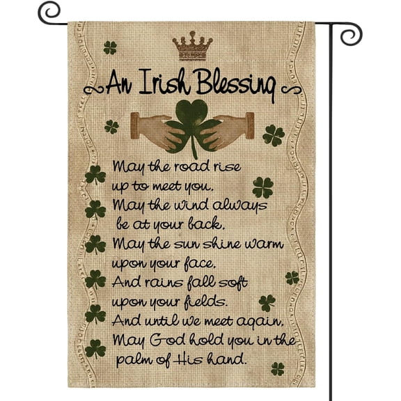 St Patricks Day Garden Flag 12x18 Inch Double Sided Outside, An Irish Blessing Quote Welcome Yard Outdoor Flag