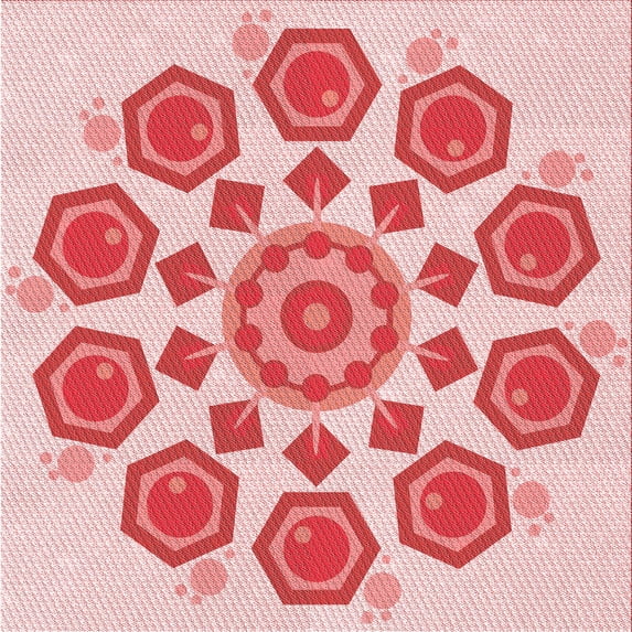 Ahgly Company Indoor Square Patterned Pink Area Rugs, 7' Square