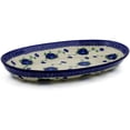 thumbnail image 2 of Polish Pottery 13¾-inch Oval Platter (Blue Poppies Theme) Hand Painted in Boleslawiec, Poland + Certificate of Authenticity, 2 of 6
