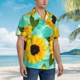 thumbnail image 5 of Haiem Sunflowers With Green Leaves Printed Hawaiian Shirt for Men - Men’s Casual Beach Summer Shirts - Stretch Fabric with Modern Fit-Small, 5 of 9