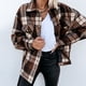thumbnail image 4 of Chaqueta Blusas de otoño para mujer Camisa a cuadros informal de manga larga Traje diario (Marrón S) Ygjytge Marrón T S para Mujer, 4 of 5