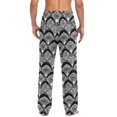 thumbnail image 2 of Black and White Line Shell Mens Pajama Pant Sleep and Lounge Bottons with Pockets, 2 of 7