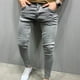 thumbnail image 1 of Puntoco Pantalones casuales largos para hombre Pantalones casuales rectos con agujeros rotos para hombre Pantalones vaqueros largos, 1 of 5