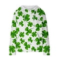 thumbnail image 5 of St. Patrick's Day Hoodies for Women Cozy Waffle Long Sleeve Fashion Gradient Color Graphic Print Oversize Sweatshirts(Green,S), 5 of 5