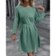 thumbnail image 2 of Vestido De Manga Larga Con Cuello Vestido Con Cinturón De Cintura Alta Vestido Redondo Midi Con Cintura Anudada Vestido Midi De Mujer Round Neck Long Sleeve Dress Polyester ANGGREK Otros, 2 of 7
