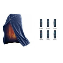 JeashCHAT USB Heated Blanket Shawl, Cordless Electric Blanket, Super Cozy Soft Wearable Shawl for Winter, Flannel Warm Blanket for Travel Home Car Office Chair, 39x28in, Navy