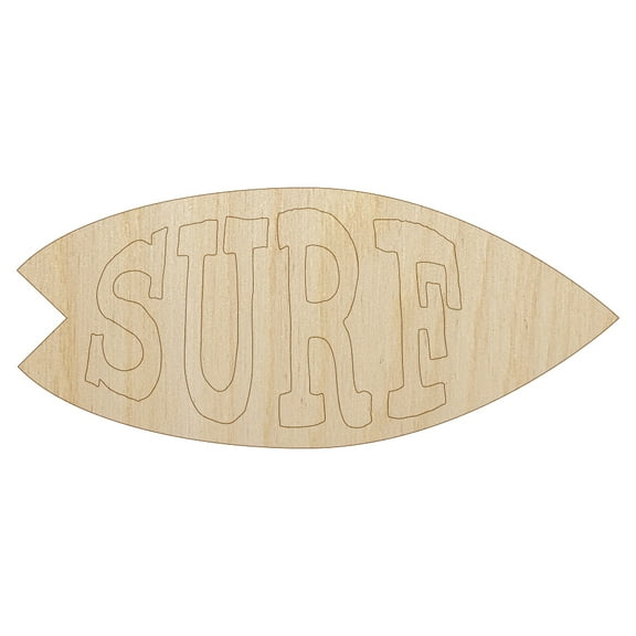 Surfing Surfboard Fun Text Wood Shape Unfinished Piece Cutout Craft DIY Projects - 4.70 Inch Size - 1/8 Inch Thick