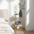 thumbnail image 2 of Costway 2PCS Glass End Table  2-Tier 20" Round Side Table with Faux Marble Storage Shelf, 2 of 10