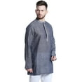 thumbnail image 3 of Shatranj Men's Mandarin Collar Classic Mid-Length Kurta Tunic with Space Dye; Denim Blue, 3 of 5