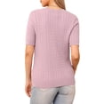 thumbnail image 3 of Suéter corto de manga corta INSPIRE CHIC para mujer, cuello redondo, suéteres de punto casuales de otoño e invierno, talla L, púrpura claro, 3 of 6