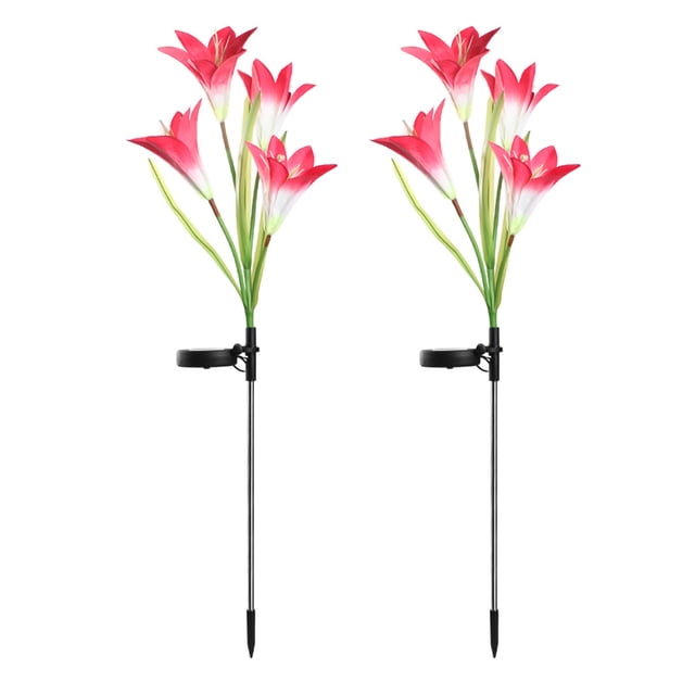 Lámpara de jardín forma de flor Lámpara de césped al aire libre colorida luz solar decorativa LED, rosa 2pcs Speravity HA002386-03