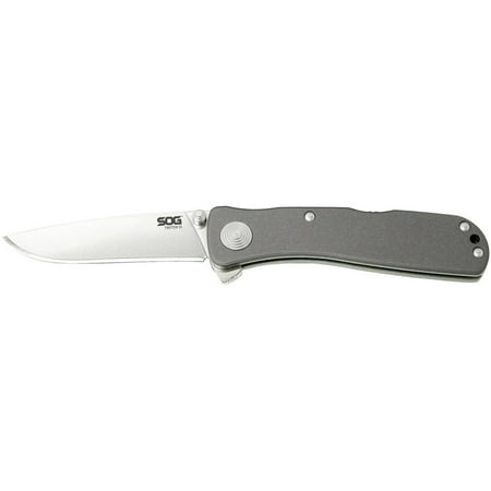 SOG Twitch II Assisted Folding Knife TWI8, Satin Polished 2.65" AUS-8 Straight Edge Blade, Aluminum Handle, Lockback