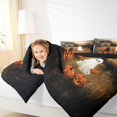 thumbnail image 3 of Manfei Spooky Black Cat Ghost King Size Comforter Sets 3pcs, Halloween Autumn Pumpkin Comforters King Size, Orange Brown Black,Black Reversible,1 Comforter and 2 Pillowcases, 3 of 6