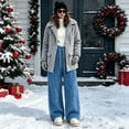 thumbnail image 6 of Women's Fleece Pajama Pants Mid Weight Warm Lounge Bottoms Drawstring Elastic Waist Casual Soft Sleepwear, 6 of 7