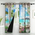 thumbnail image 2 of Sunlight Beach Blackout Curtains, Room Darkening Grommet Curtains, White Window View, 52"x84", 2 Panel, 2 of 6