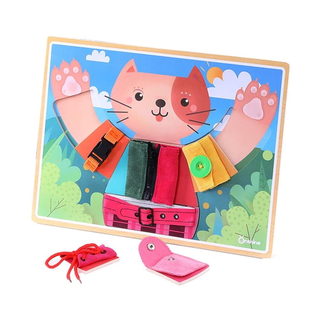 Vestido Gato Tablero De Habilidades Básicas Juego De Rompecabezas Para Niños Juguete De Desarrollo Montessori