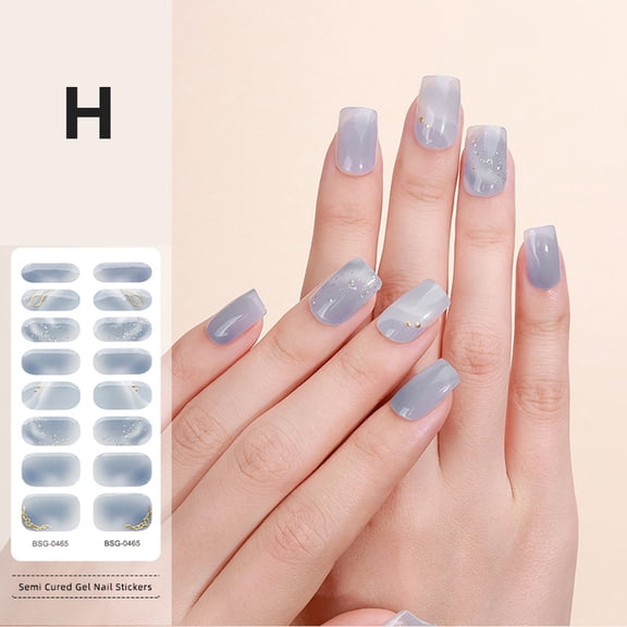 Semi-Cured Gel Nail Stickers for UV lamp Baking, Nail Polish Wrap Sticker with Nail File for DIY Nail Art