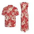 thumbnail image 4 of Yuyamidu His and Hers Matching Outfits Mens Floral Button Down Shirt Womens Hawaiian Dresses Round Neck Split Long Maxi Dress Button Up Shirt Matching Tropical Outfits for Couples Men's S, 4 of 7