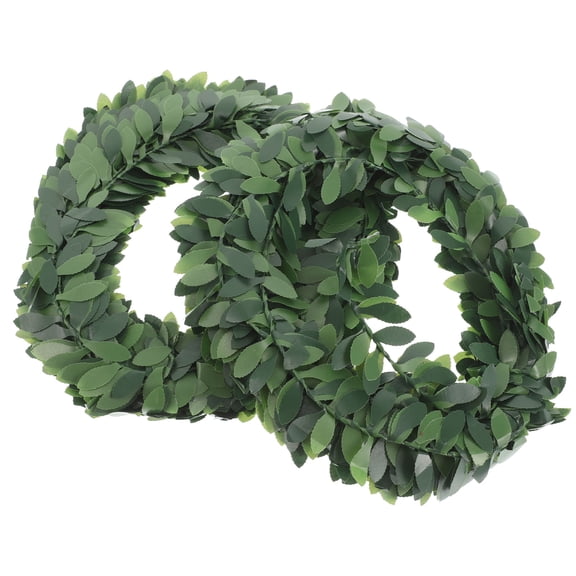 NICEXMAS 2Pcs Green Leaf Fake Rattan Gar for Wedding Decor Floral Wreath and Craft Making