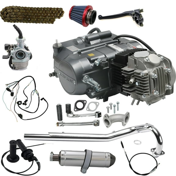 Lifan 4 Stroke 125cc Engine Motor Kit W/ 26mm carburetor, Exhaust Pipe Manual Clutch for Kick Start CT70 CT90 Trail Pit Dirt Bike SSR Apollo RFZ 125 Coolster