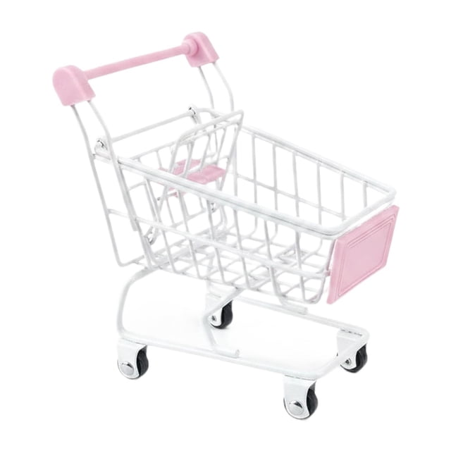 Carrito de compras de juguete, carrito de supermercado pequeño para niños de 3 años en adelante, juguetes de almacenamiento. Blanco