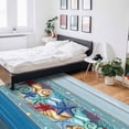 thumbnail image 6 of Area Rugs Indoor Non-Slip Rectangle Rug 5x7 Ft Summer Starfish Coral Shell Sea Animals Teal Wood Grain Rug Rubber Backing Floor Mats Non Shedding Home Decor Carpet for Entryway Living Room, 6 of 8