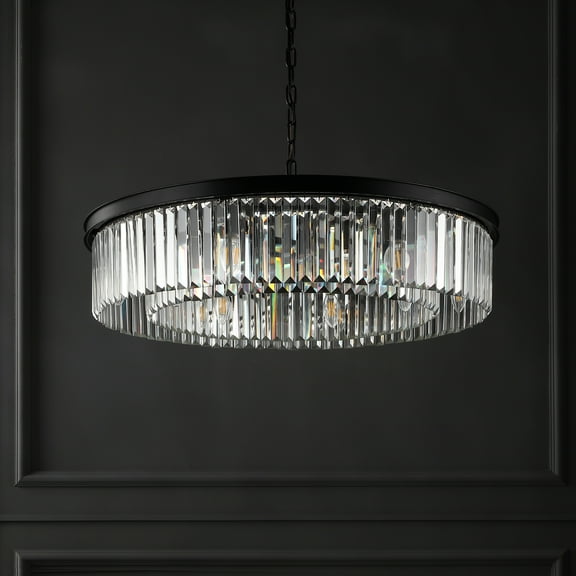 Safavieh Couture Jennaya 12-Light Glam Crystal Black Metal Chandelier