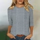 thumbnail image 2 of Sudaderas con capucha bonitas,Blusa informal de punto con cuello redondo y mangas 3/4 para mujer, color liso, de imitación de tela, para uso diario y en casa, sopatenor, 2 of 9