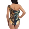thumbnail image 5 of Gukieu Seasonal Tree Reflection Print One-shoulder Ruffled One-piece Swimsuit with Removable Chest Pads and Tummy-control Swimsuit for Women-XX-Large, 5 of 6