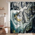 thumbnail image 2 of LALILO Blue Gray Ocean Art Shower Curtain, Deep Dark with Metallic Silver, 72x72 Inch, 12 Hooks, 2 of 6