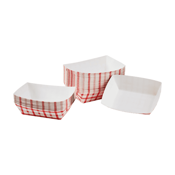 Karat [0.5 lb - 1000 Pack] Paper Food Boat, White and Red Nacho Tray (FP-FT050G)