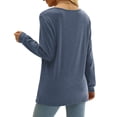 thumbnail image 3 of Vedolay Women's Long Sleeve T Shirt Fall Womens Basic Tunic Tops Blouses Tees Blue,M, 3 of 4