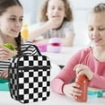 thumbnail image 6 of Black White Checkered Lunch Box - Insulated Lunch Bags for MenWomenWomenMen Detachable Handle Lunchbox Meal Tote Bag, 6 of 7
