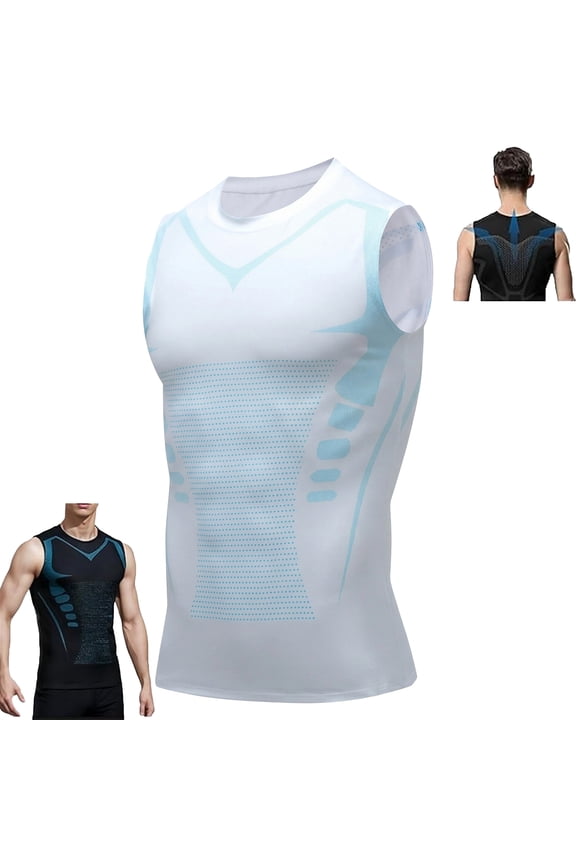 Compression Shirt Men Men Shaping Sleeveless Vest Sport Running Wicking Dry Fit Breathable Sleeveless Gym Shirt,White