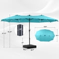 thumbnail image 2 of Autlaycil 15 ft Rectangle Patio Umbrella with Umbrella Base 48 LED lights for Market Patio Solar Umbrella (Blue), 2 of 7